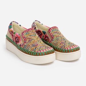 JOHNNY WAS PATCHWORK SLIP-ON SNEAKER 8.5M multicolor